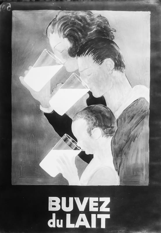 1933 - Des parents et leur enfant boivent chacun un grand bol de petit déjeuner. - Leonetto Cappiello