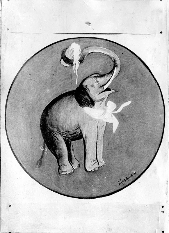 Eléphant à la chope de bière