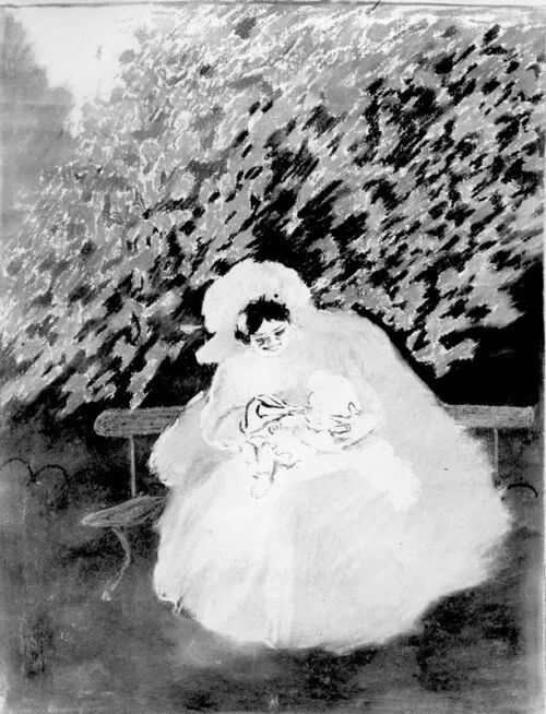 Advertising sketch photo: Woman with her baby