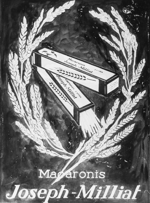 Photo d'esquisse publicitaire : Macaronis Joseph-Milliat