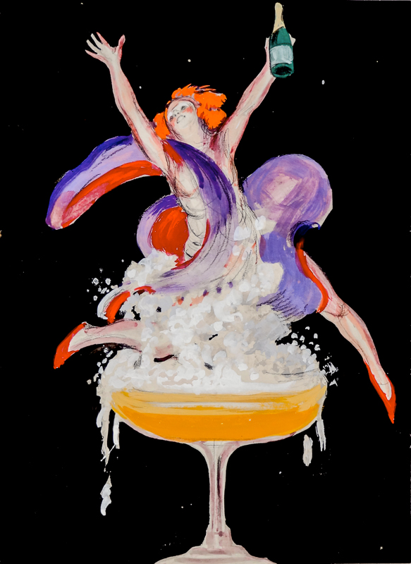 Advertising painted photo: Champagne