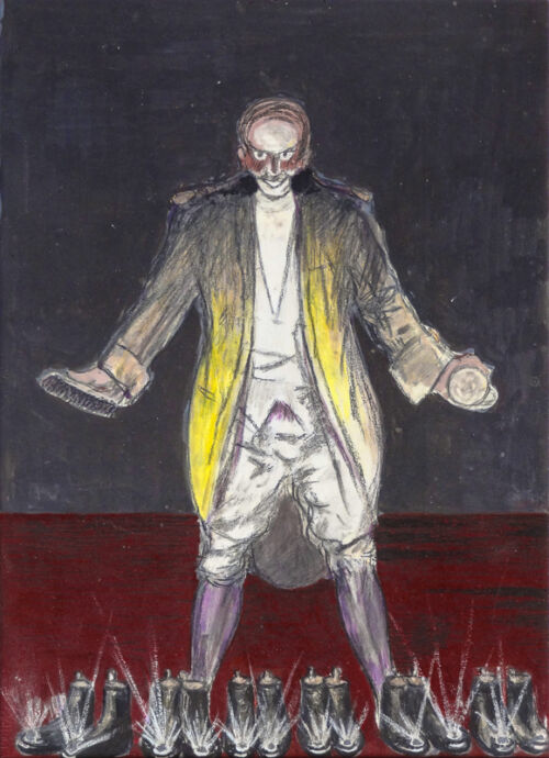 Photo peinte publicitaire : Cirage homme debout