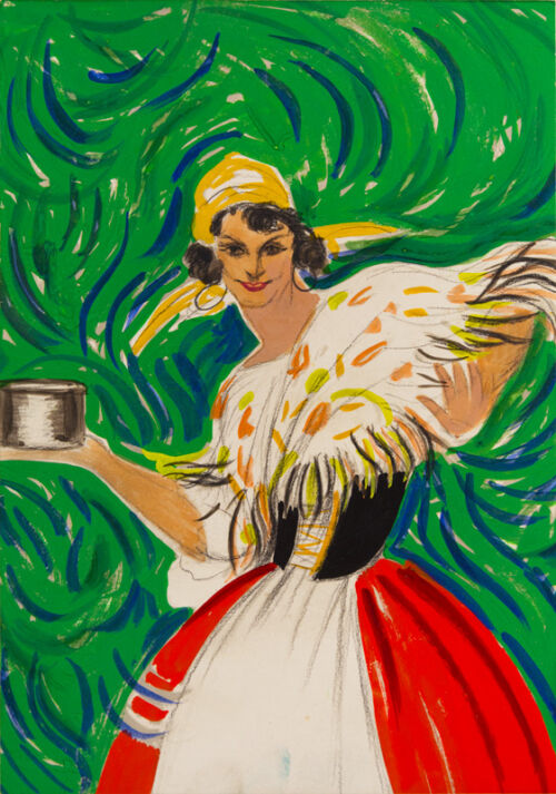 1923 - Une femme souriante montre une boîte de conserve. - Leonetto Cappiello