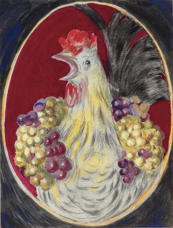 Photo peinte publicitaire : Gallus "coq et raisins"