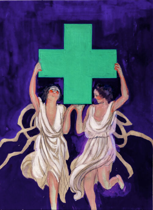 Photo peinte publicitaire : Huile Croix-Verte