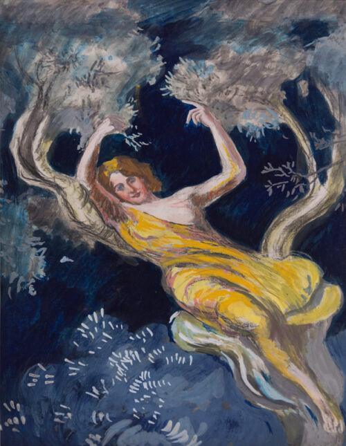 1919 - Une femme assise dans un olivier