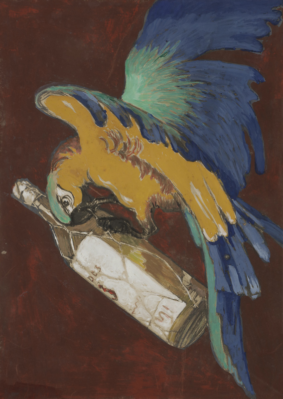 Photo peinte publicitaire : Perroquet Bouteille