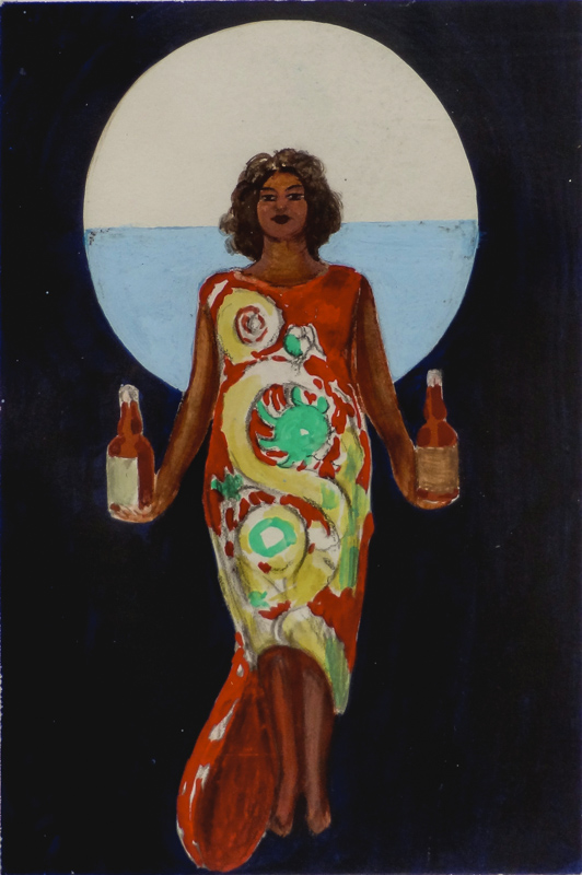 1920 - Une antillaise devant un hublot qui donne sur la mer