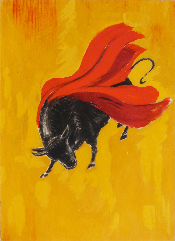 1923 - A bull turns away after taking the muleta. - Leonetto Cappiello