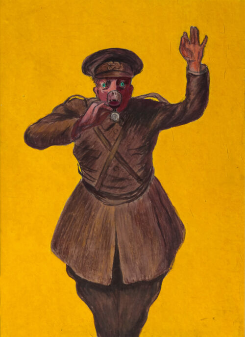 1919 - Un gendarme arrête la circulation le temps de boire son verre de Tommy. - Leonetto Cappiello