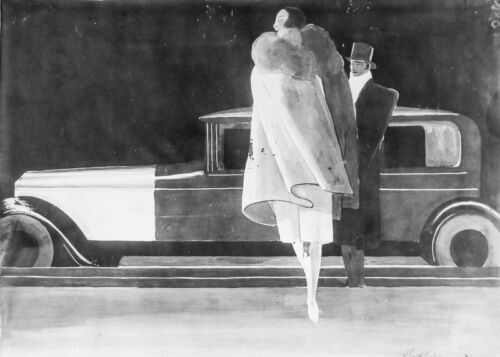 1929 - A prestigious car in the night (the two upper frames of the sheet).