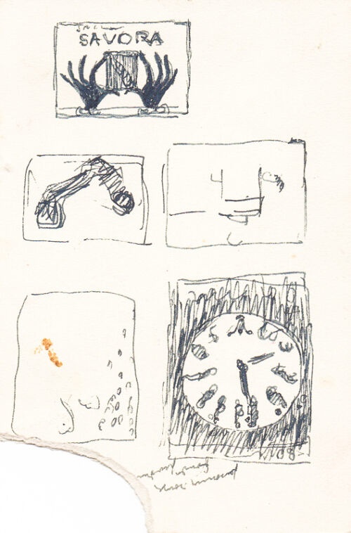 1928 - Au dos d'un carton d'invitation plié en deux