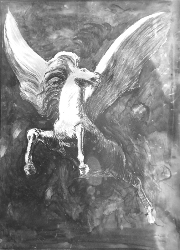 Advertising poster: Pegasus, - Pegasus, white winged horse, leaps into the sky. - by Leonetto Cappiello