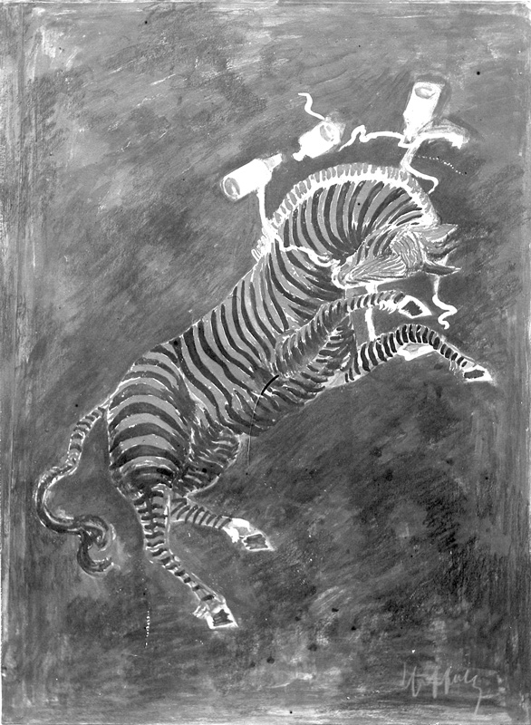 1930 - A blue zebra jumps