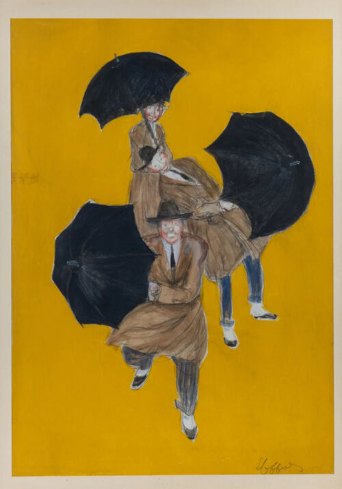 Vers 1925 - Esquisse pour Parapluie-Revel, variante.