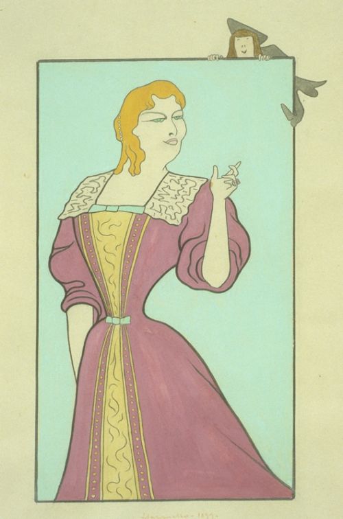 Marie-Louise Marsy dans Tartuffe, original, caricature de Cappiello