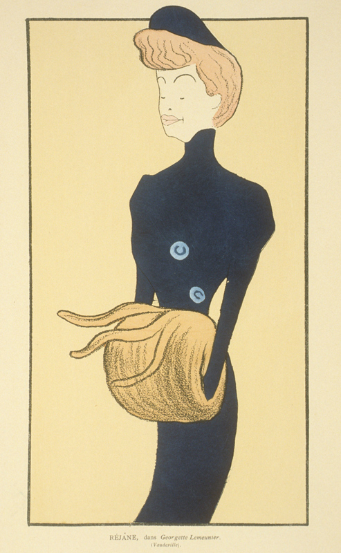 Réjane dans Georgette Lemeunier, caricature de Cappiello