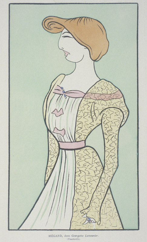 Andrée Mégard dans Georgette Lemeunier, caricature de Cappiello
