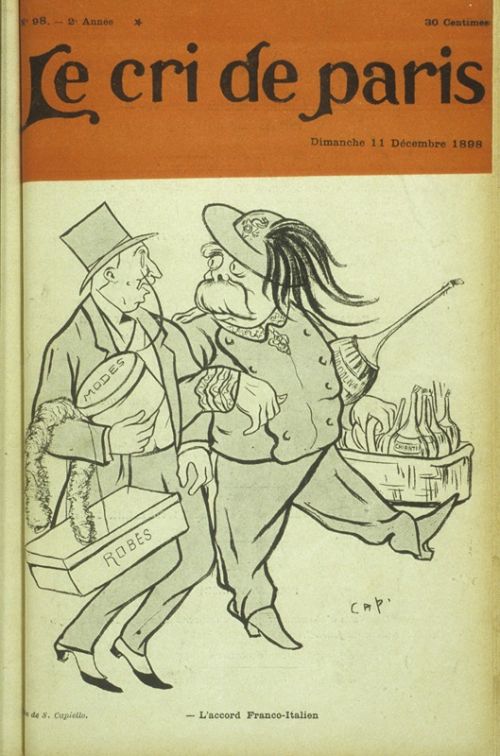 L'accord Franco-Italien, caricature de Cappiello
