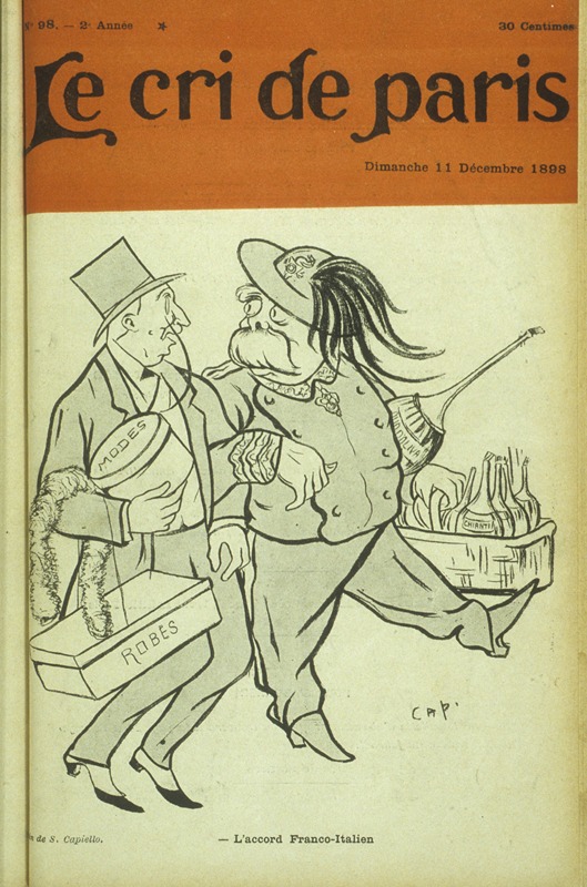 L'accord Franco-Italien, caricature de Cappiello