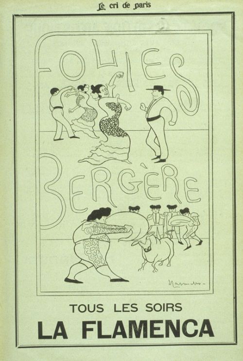 Tous les soirs La Flamenca aux Folies Bergère, caricature de Cappiello