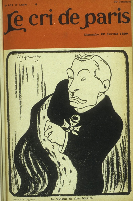 Le vidame de chez Maxim, caricature de Cappiello