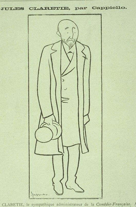 Jules Clartie, caricature de Cappiello, publiée dans Le Cri de Paris
