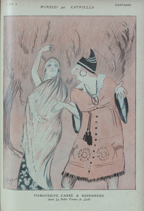 Margueritte Carré & Rozenberg dans "La petite femme de Loth", caricature de Cappiello