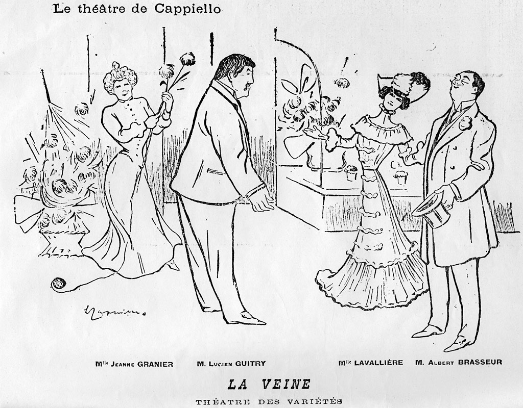 Le Théâtre de Cappiello / La Veine, caricature de Cappiello